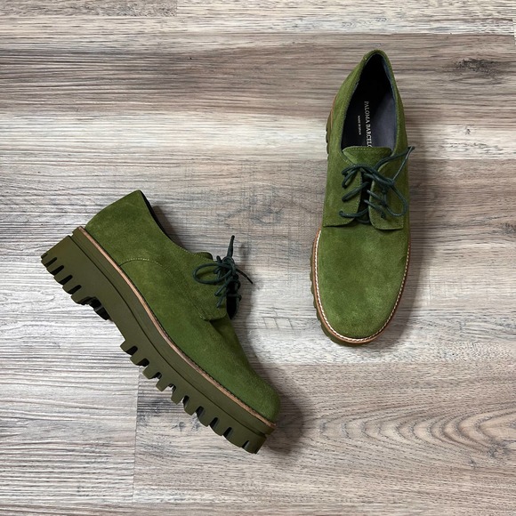 Paloma Barcelo Amagreen Green Suede Chunky Platform Loafers Shoes size 40 - Picture 2 of 7
